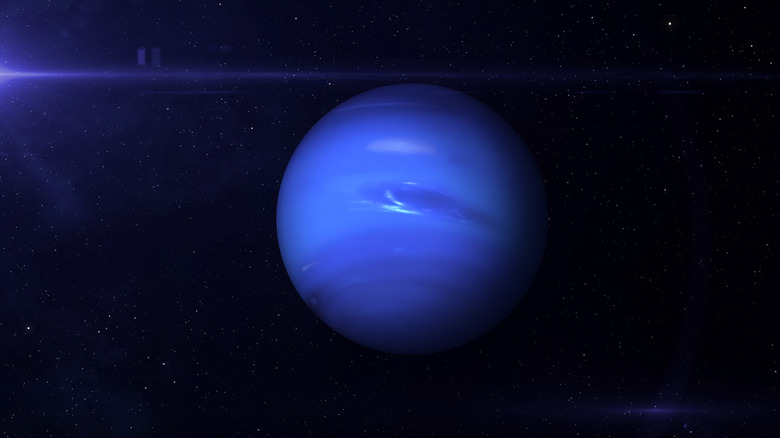 Une vue de Neptune suspendue dans l'espace