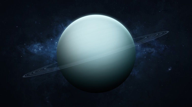 Une vue d'Uranus et de ses anneaux suspendus dans l'espace