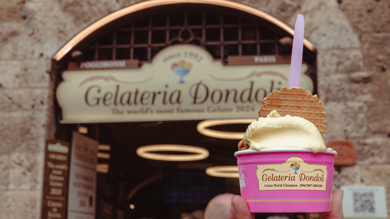 Magasin de gelato célèbre et tasse de gelato