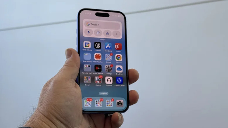 Écran d'accueil de l'iPhone 16.