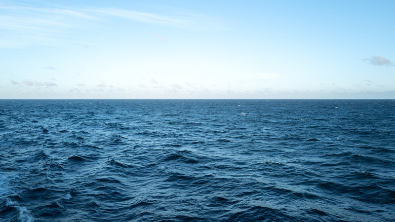La surface de l'océan est vue sous un ciel clair