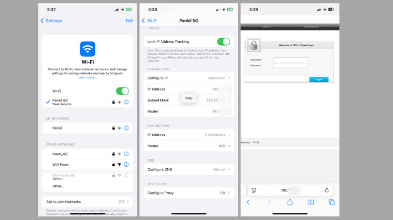 Informations sur le réseau Wi-Fi sur l'iPhone