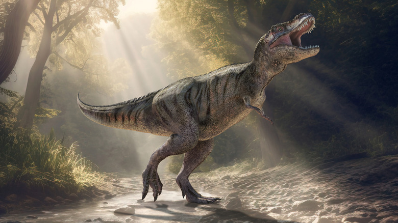 Illustration numérique de T. Rex en forêt