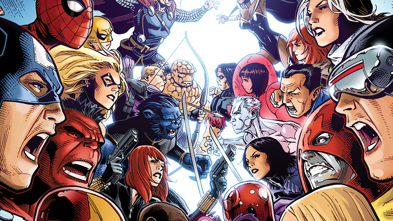 Les Avengers et X-Men se charges les uns contre les autres dans une couverture pour Marvel Comics