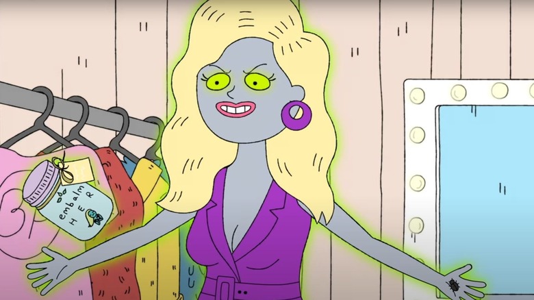 Maria Bamford comme fantaisie trophée avec des yeux verts brillants sur l'euthanasie adolescente