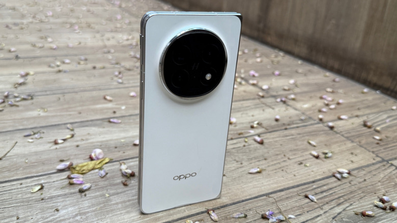 Oppo trouve N5 debout sur le sol en bois.