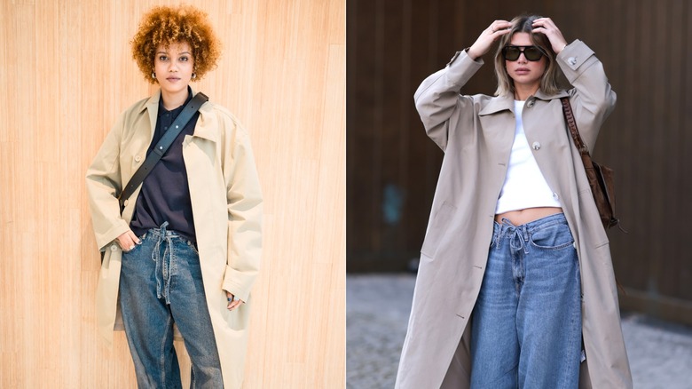 Côte à côte de deux femmes portant un jean à cordon.