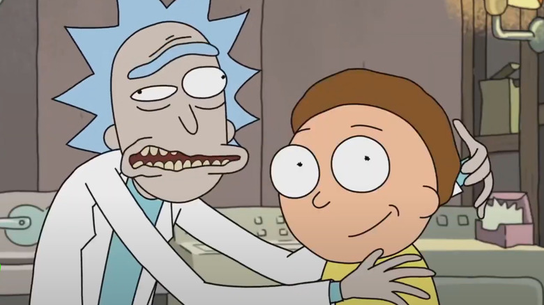 Drunken Rick a l'air terrifiant tout en se rachant à côté de Morty à Rick et Morty