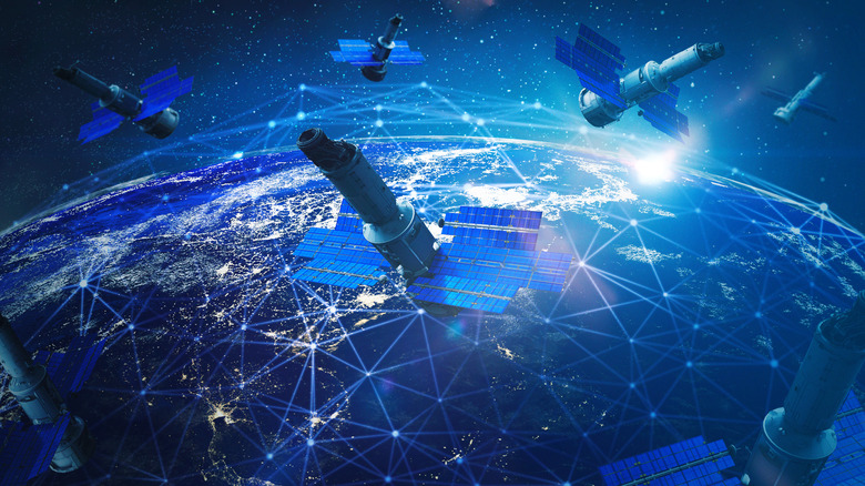illustration informatique de satellites autour de la terre