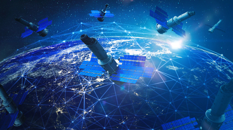 Groupe de satellites pointant vers la Terre