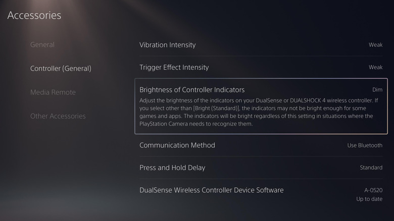 Paramètres de luminosité du contrôleur dualSense sur PS5