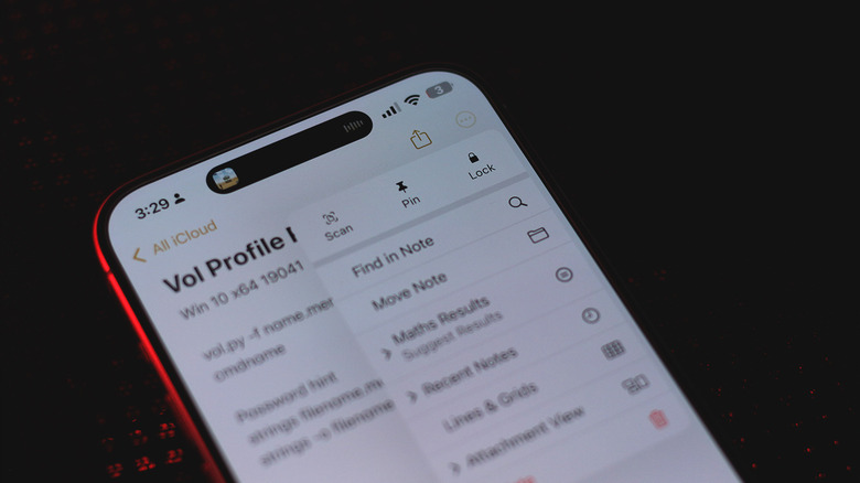 Option pour verrouiller une note sur iPhone