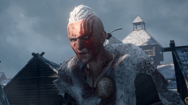 Lindsay Lavanchy comme la voix de Viking Warrior Ursa recouverte de peinture de guerre rouge dans Predator: Killer of Killers