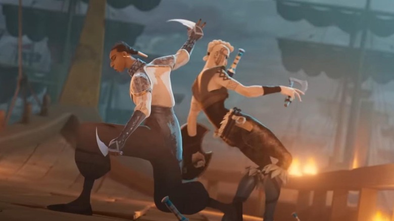 Une Dora Milaje combat un guerrier viking aux yeux de Wakanda