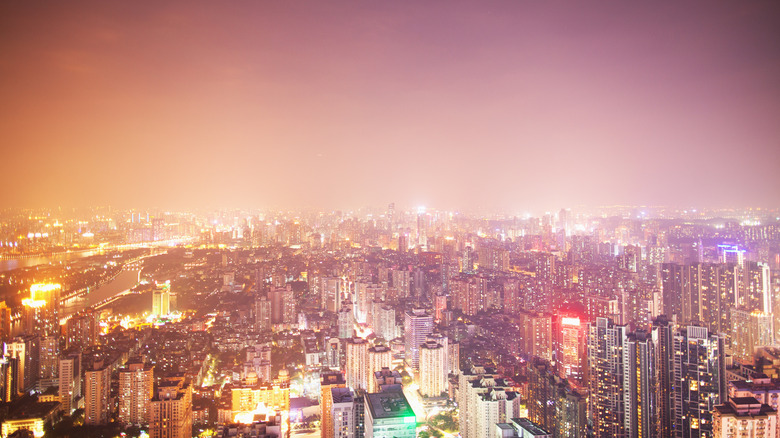 Pollution lumineuse sur Guanzhou, Chine