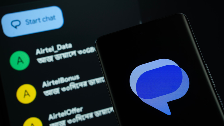 Page d'accueil de l'application Google Messages.