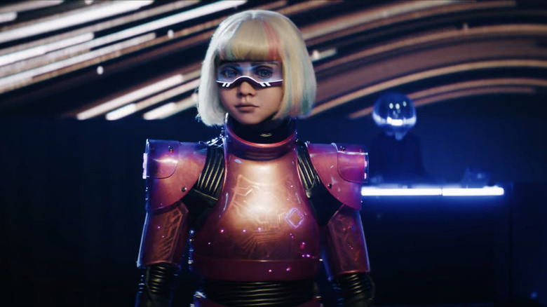 M3gan dans sa tenue flashy dans M3gan 2.0