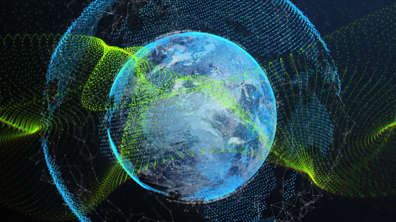 Image des ondes dynamiques sur des points connectés dans le monde