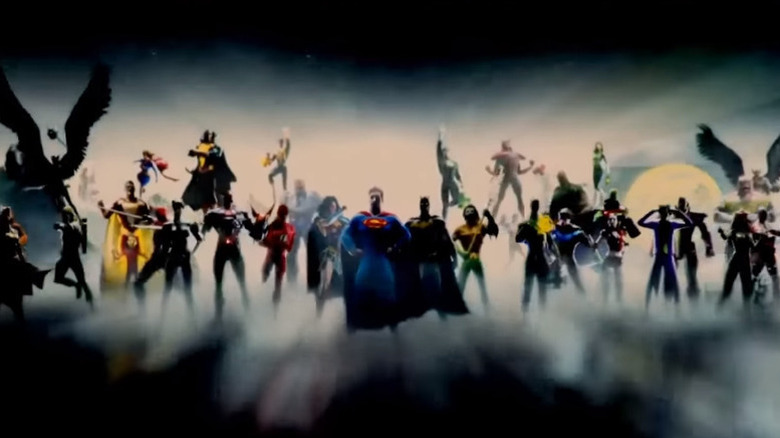 DC Extended Universe Universe Character Line-Up, y compris Shazam, Black Adam, Supergirl, Wonder Woman, Superman, Batman, Green Lantern, Aquaman, Sinestro, Nightwing, Harley Quinn et le Joker