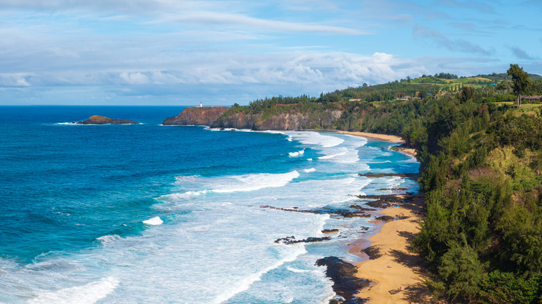 Vue aérienne de la plage secrète sur Kauai