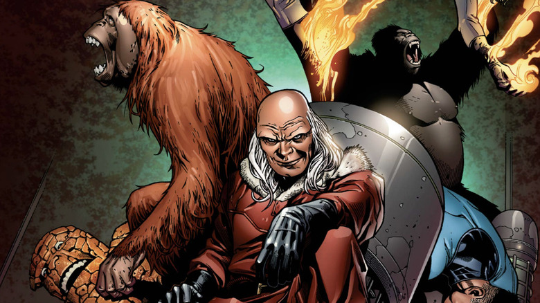 Red Ghost et ses super-apes se tenant au-dessus du Fantastic Four vaincu sur la couverture de Fantastic Four: Foes # 5