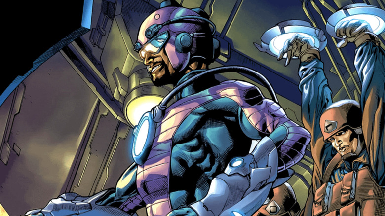 Wizard dans un panneau avec otage en arrière-plan dans les bandes dessinées Marvel