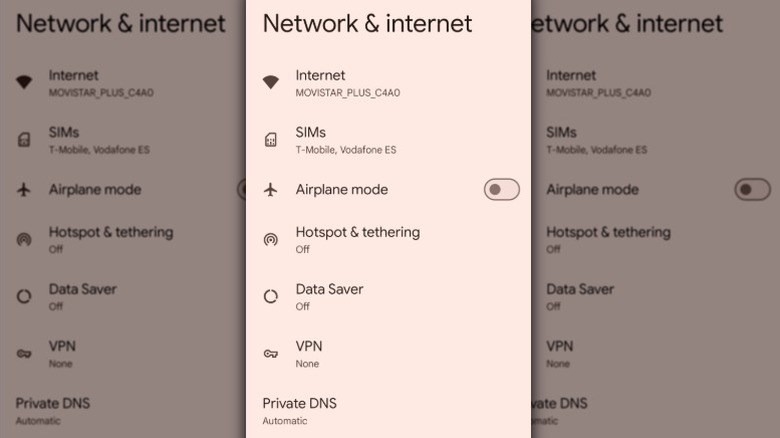 Paramètres de réseau et interpent sur Android