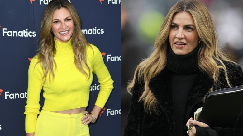 Erin Andrews pose lors d'un événement et travaille la touche à un match