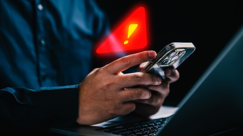 Panneau d'avertissement sur le smartphone