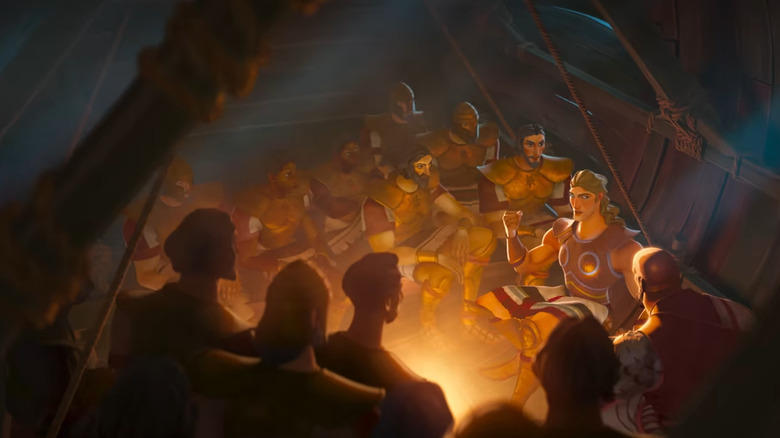 Achille et les Grecs se cachant dans le cheval de Troie dans les yeux de Marvel de Wakanda