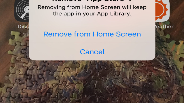 Capture d'écran affichant l'option de suppression de l'App Store