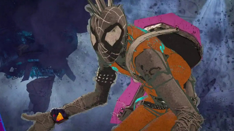 Spider-punk à la recherche d'éclat dans Spider-Man: à travers le versement de Spider