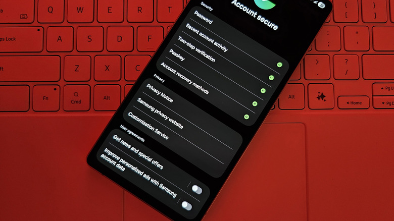 Paramètres de sécurité du compte Samsung sur Galaxy S25 Ultra