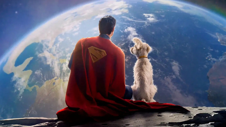 Superman et Krypto regardent la Terre de la lune à Superman