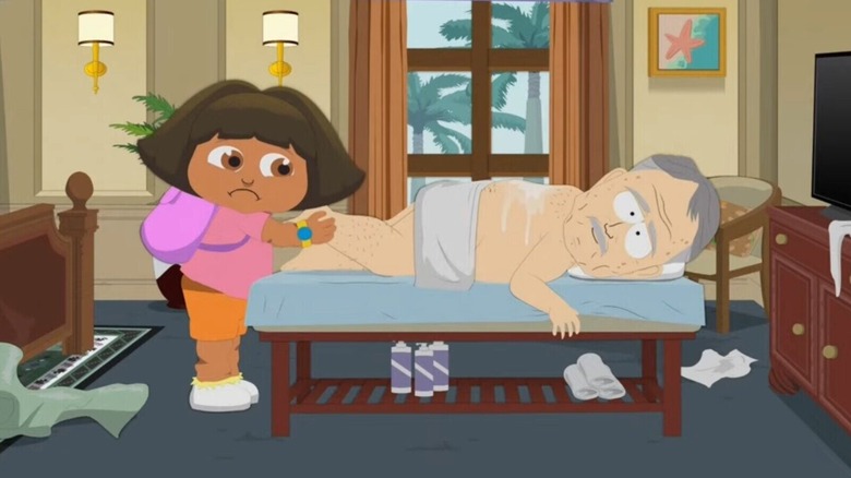 Dora l'explorateur frottant les pieds d'un vieil homme à South Park