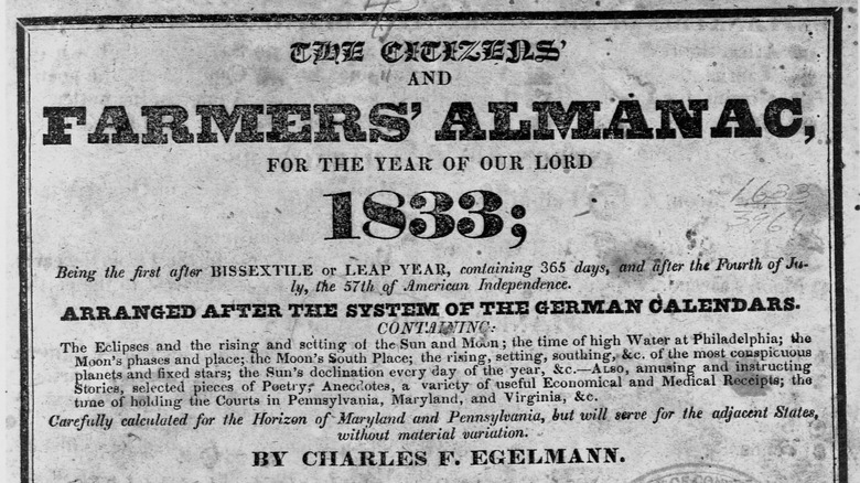 Édition 1833 d'un almanach d'agriculteurs