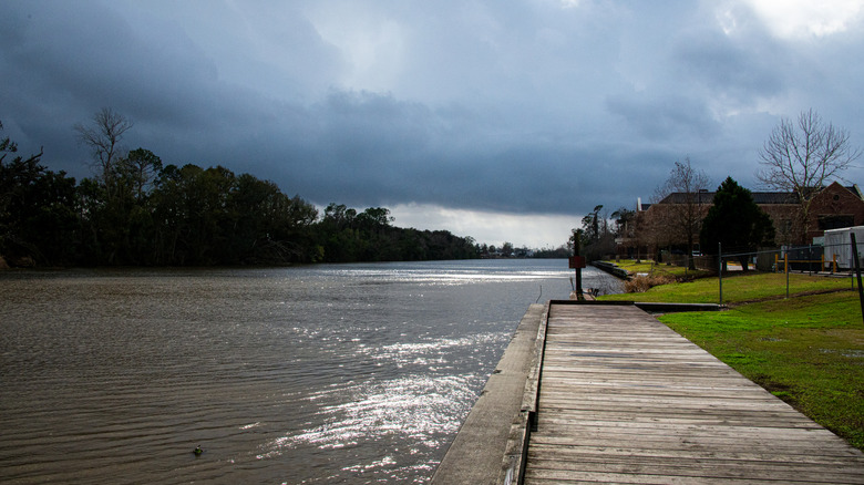 En regardant la voie navigable intracoastale en Louisiane.