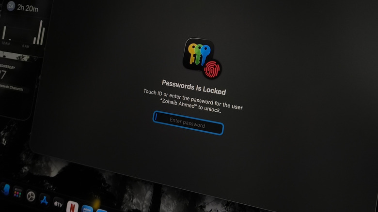 L'application Apple Motswords demande l'authentification sur un MacBook Air