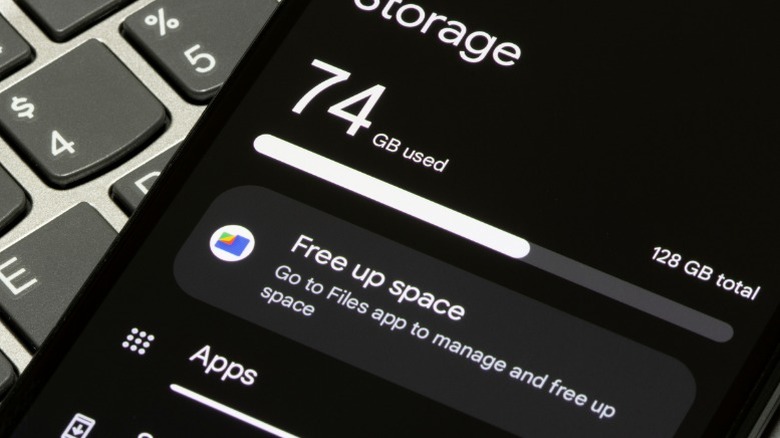 Menu de stockage sur Android