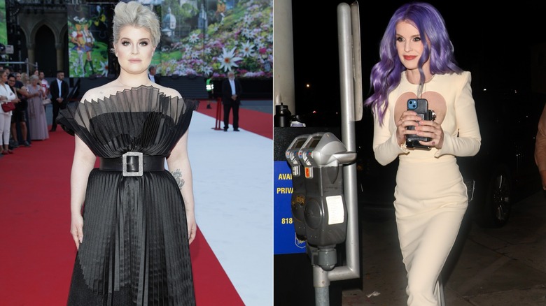 Kelly Osbourne dans une robe noire en 2018 et dans une robe blanche en 2023