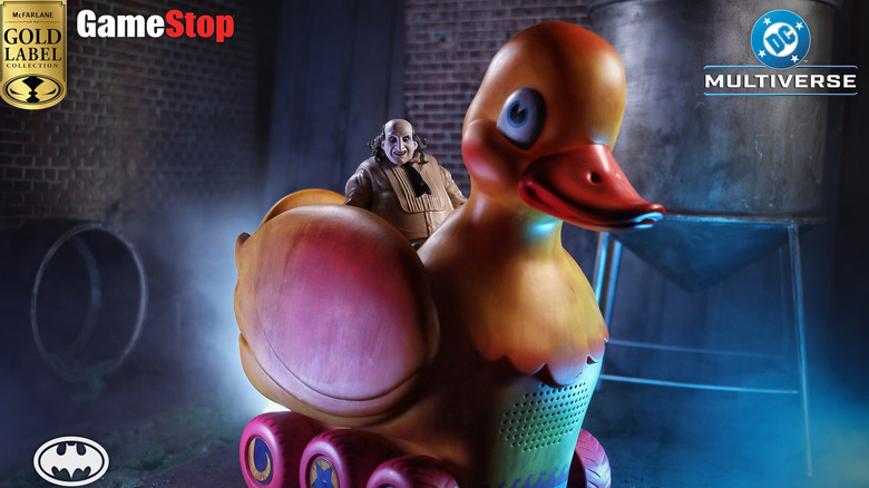 Le pingouin et la figure d'action de canard et le véhicule set de McFarlane Toys