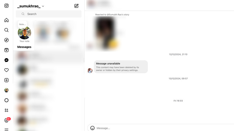 Messages Instagram sur le Web