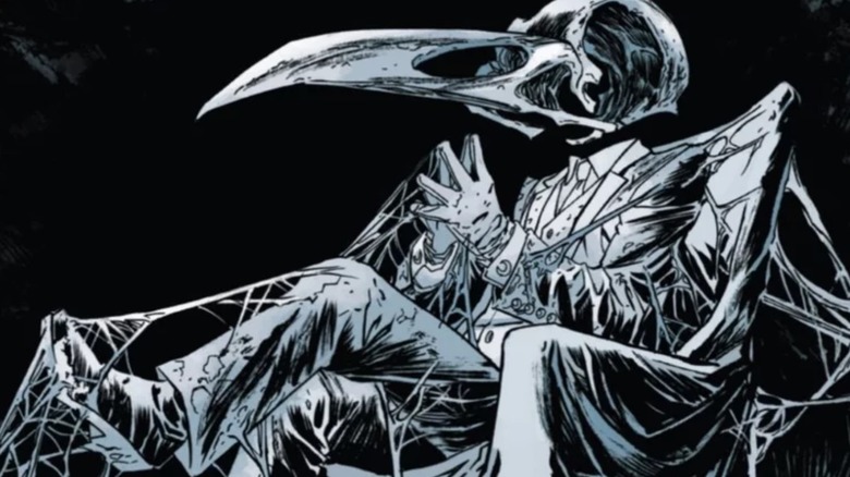 Khonshu assis couvert de toiles d'araignées dans la lune de bandes dessinées Knight