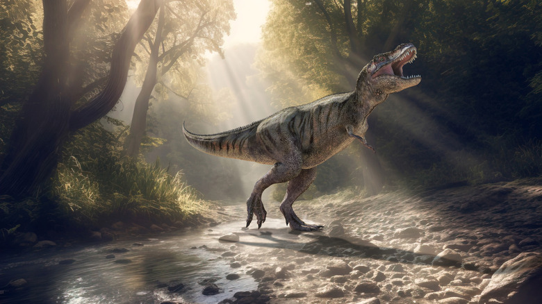 Illustration de T. Rex en forêt