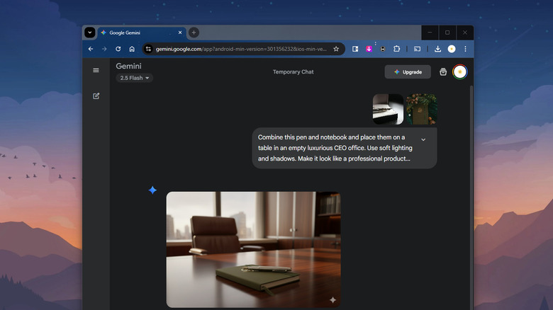 Ouvrez la fenêtre de chatboot demandant à Google Gemini Nano Banana de fusionner deux photos