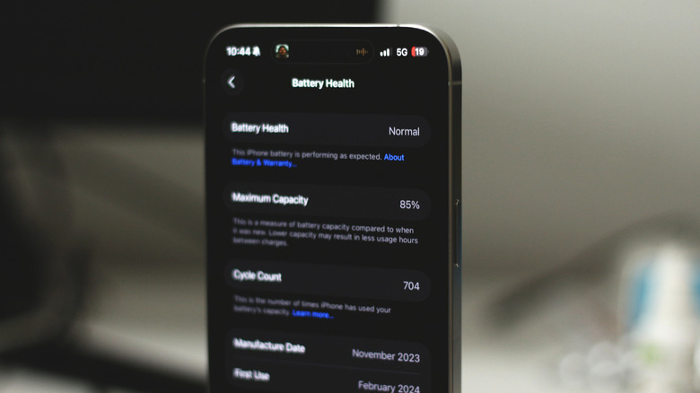 Écran État de la batterie sur un iPhone