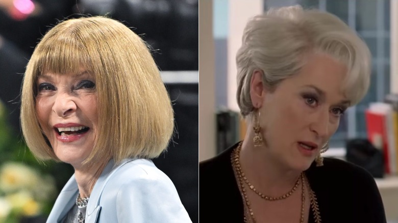 Photo côte à côte d'Anna Wintour et Meryl Streep dans le rôle de Miranda Priestly dans 