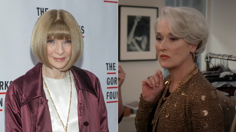 Photo côte à côte d'Anna Wintour et Meryl Streep dans le rôle de Miranda Priestly dans 