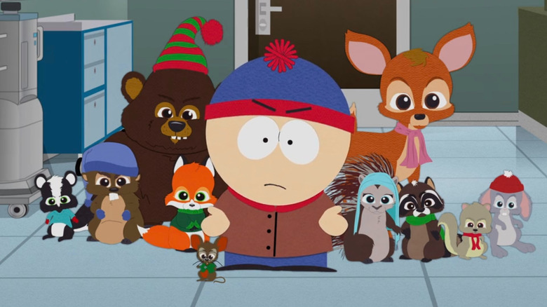 Stan avec les créatures des bois à l'hôpital de South Park