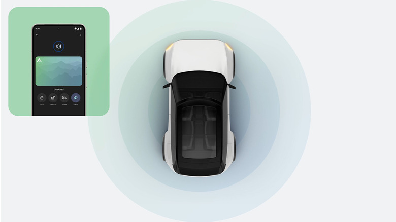 Visuel de l'utilisation d'un téléphone Android pour déverrouiller une voiture